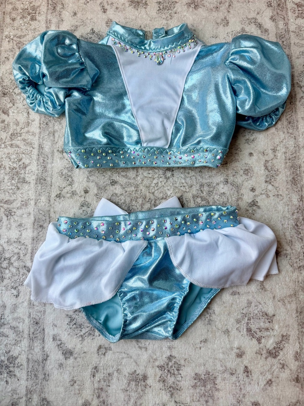 Sparkling Light Blue Princess Two-Piece Kids Dance Costume